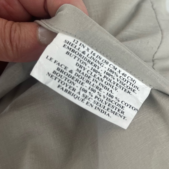 Pair of Barbara Berry grey accent pillows with button & embroidered accents - Picture 8 of 12